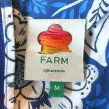 FARM Rio Full of Flowers Midi Dress Blue Floral Print Cotton Size Medium