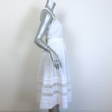 Prada Lace Intarsia Fit & Flare Dress White Cotton Poplin Size 38