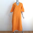 Zeus + Dione Kymi Bell Sleeve Midi Dress Marigold Embroidered Linen Size 40