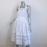 Prada Lace Intarsia Fit & Flare Dress White Cotton Poplin Size 38