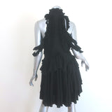 Alexander McQueen Ruffled Mini Dress Black Silk Crepe Size 44 NEW