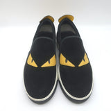 Fendi Monster Eyes Slip-On Sneakers Black Suede Size 7