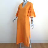 Zeus + Dione Kymi Bell Sleeve Midi Dress Marigold Embroidered Linen Size 40