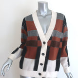 Semicouture Donna plaid V-neck cardigan in brown and black viscose blend, authentic pre-owned designer sweater.