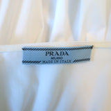 Prada Lace Intarsia Fit & Flare Dress White Cotton Poplin Size 38