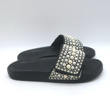 Jimmy Choo Fitz Faux Pearl-Embellished Slide Sandals Black Size 38