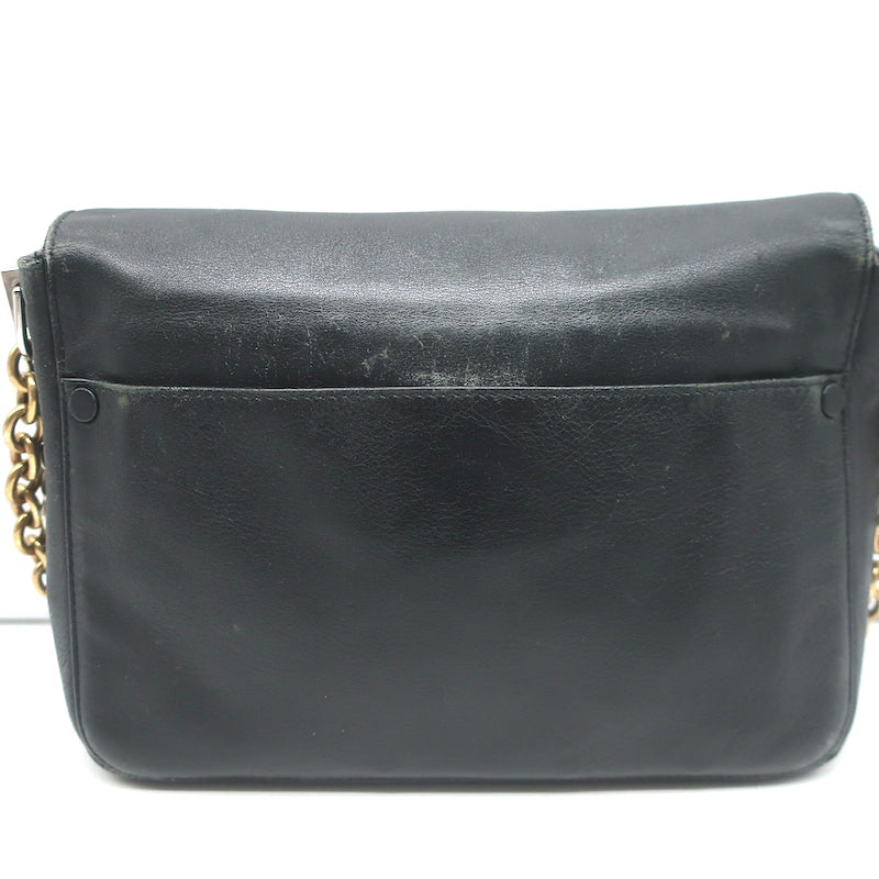 Proenza Schouler PS Courier Two-Tone Chain Strap Small Bag Black Leather