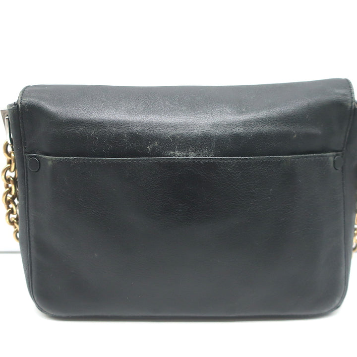 Proenza Schouler PS Courier Two-Tone Chain Strap Small Bag Black Leather