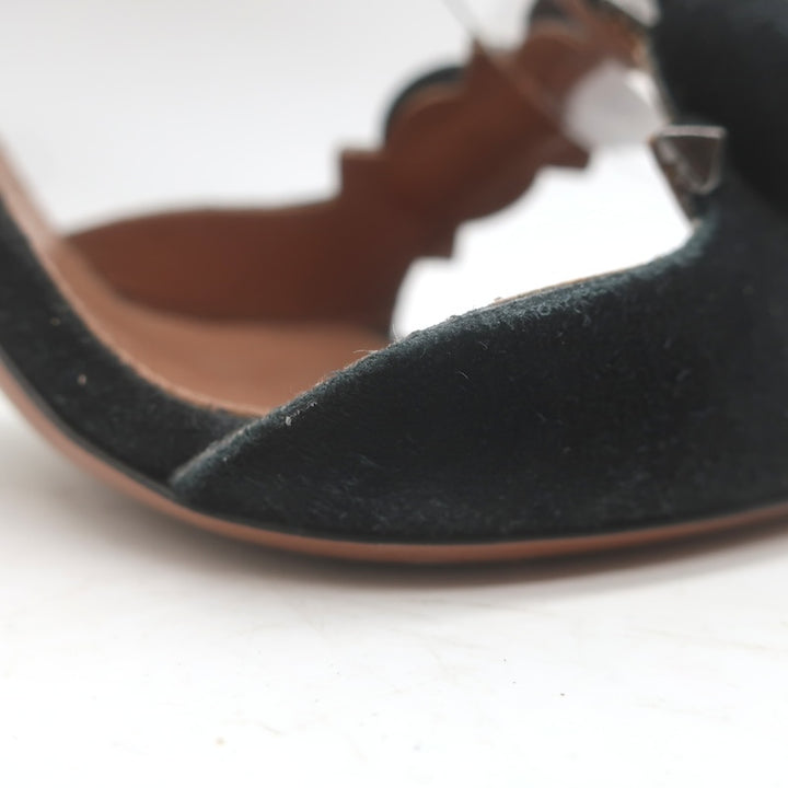 Alaia La Bombe 110 Studded Ankle Strap Sandals Black Suede Size 38
