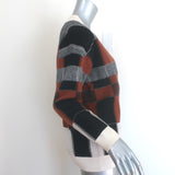 Semicouture Donna plaid V-neck cardigan in brown and black, viscose-blend, size S — pre-owned with light wear