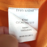 Zeus + Dione Kymi Bell Sleeve Midi Dress Marigold Embroidered Linen Size 40