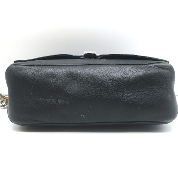 Proenza Schouler PS Courier Two-Tone Chain Strap Small Bag Black Leather