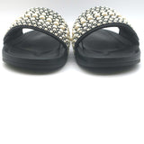 Jimmy Choo Fitz Faux Pearl-Embellished Slide Sandals Black Size 38