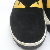 Fendi Monster Eyes Slip-On Sneakers Black Suede Size 7