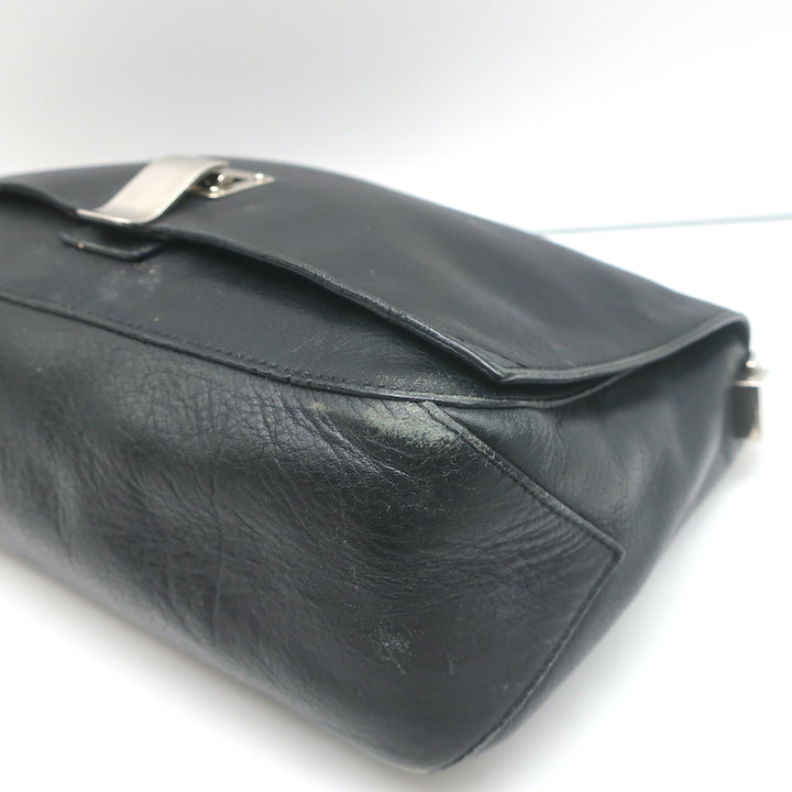 Proenza Schouler PS Courier Two-Tone Chain Strap Small Bag Black Leather