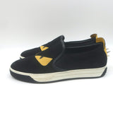 Fendi Monster Eyes Slip-On Sneakers Black Suede Size 7