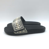 Jimmy Choo Fitz Faux Pearl-Embellished Slide Sandals Black Size 38