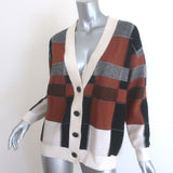 Semicouture plaid cardigan, brown and black viscose blend V-neck, authentic pre-owned luxury sweater.