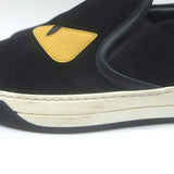 Fendi Monster Eyes Slip-On Sneakers Black Suede Size 7