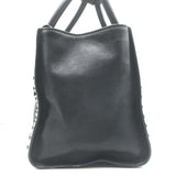 Prada Crystal Studded Twin Pocket Tote Black Leather Medium Crossbody