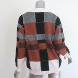 Semicouture brown-and-black plaid V-neck cardigan, viscose-blend, size S — pre-owned authentic designer sweater