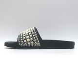 Jimmy Choo Fitz Faux Pearl-Embellished Slide Sandals Black Size 38