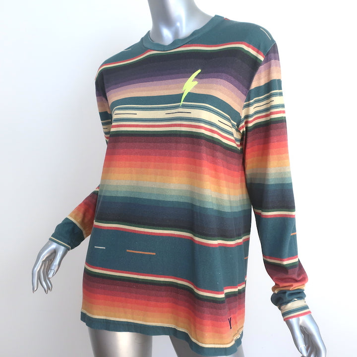 Aviator Nation Serape Striped Top Multi Cotton-Blend Size Medium Long Sleeve Tee