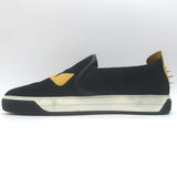 Fendi Monster Eyes Slip-On Sneakers Black Suede Size 7