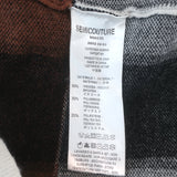 Semicouture Donna plaid V-neck cardigan, brown and black viscose blend, size Small, authentic pre-owned luxury