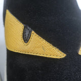 Fendi Monster Eyes Slip-On Sneakers Black Suede Size 7