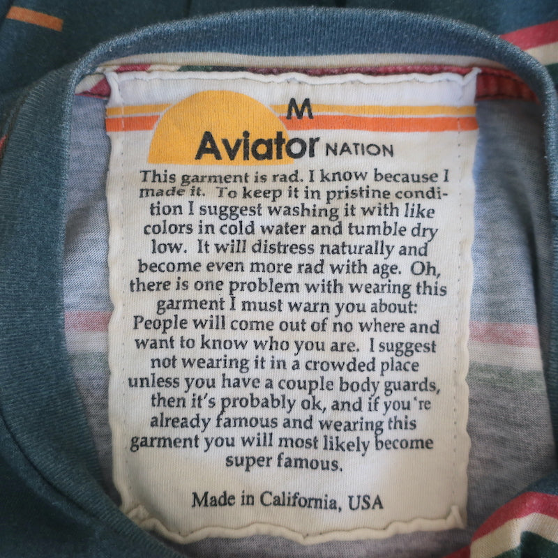 Aviator Nation Serape Striped Top Multi Cotton-Blend Size Medium Long Sleeve Tee