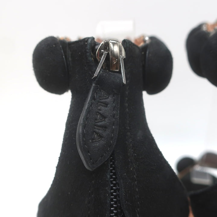 Alaia La Bombe 110 Studded Ankle Strap Sandals Black Suede Size 38