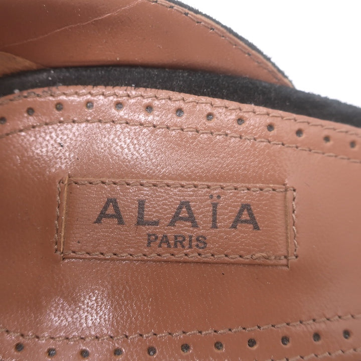 Alaia La Bombe 110 Studded Ankle Strap Sandals Black Suede Size 38