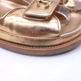Chanel 22C Star-CC Metallic Leather Dad Sandals Rose Gold Size 37.5 C