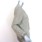 St. John Evening Beaded Metallic Tweed Zip-Front Jacket Taupe Size 8