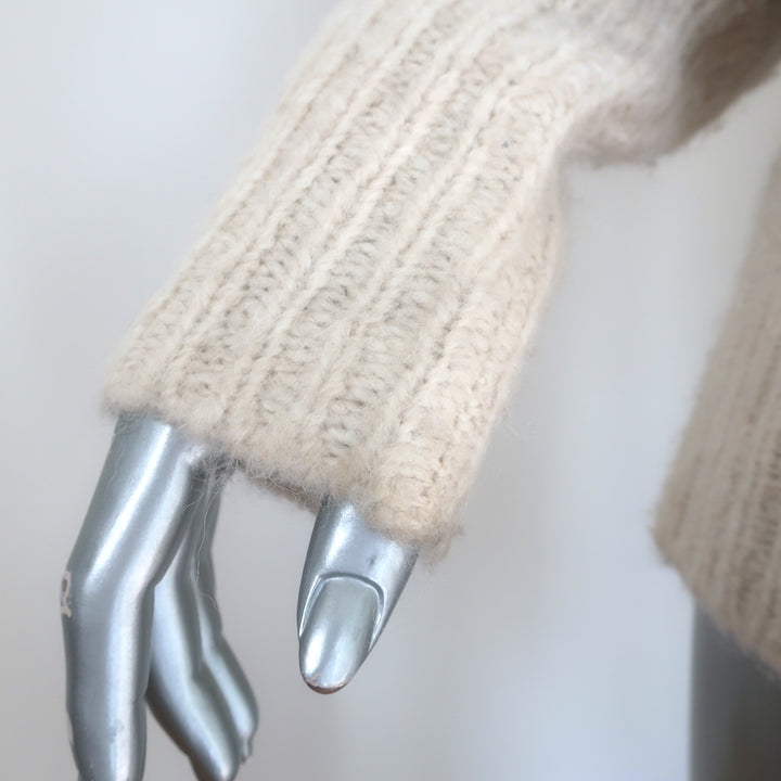 Derek Lam 10 Crosby Bette Fair Isle cardigan in cream and black, alpaca-wool blend, authentic pre-owned size XS