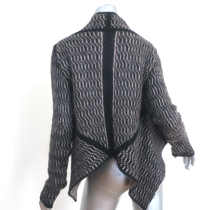 Rick Owens Glitter F/W 17 Draped Cardigan Beige/Black Mohair-Wool Size Small