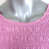 GANNI Colorblock Puff Sleeve Mini Dress Pink Smocked Cotton Poplin Size 38