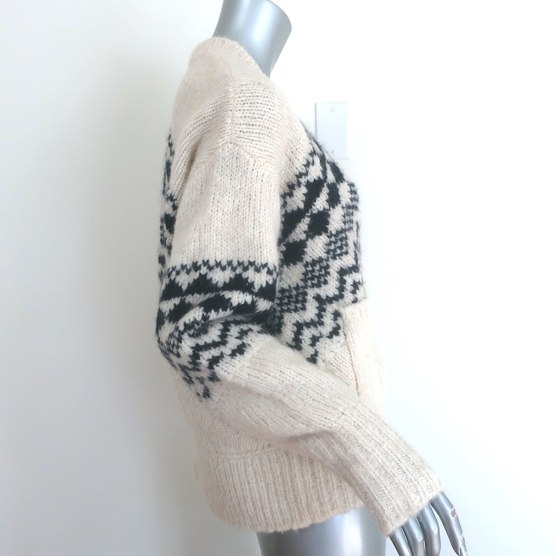 Derek Lam 10 Crosby Fair Isle cardigan, cream and black alpaca-blend, pre-owned luxury designer piece