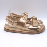 Chanel 22C Star-CC Metallic Leather Dad Sandals Rose Gold Size 37.5 C