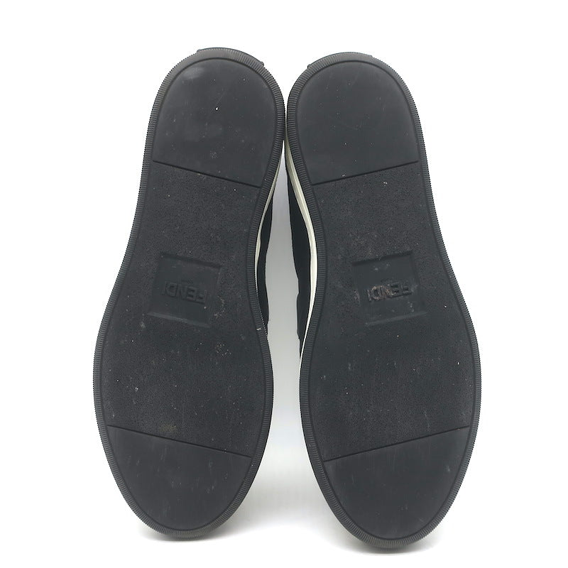 Fendi Monster Eyes Slip-On Sneakers Black Suede Size 7