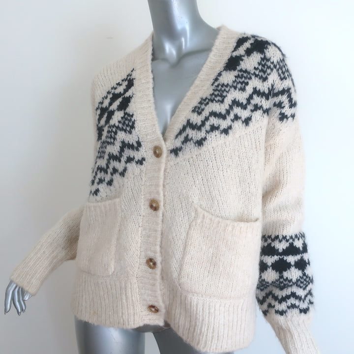 Authentic Derek Lam 10 Crosby Fair Isle cardigan, cream and black alpaca-wool blend, pre-owned, size XS