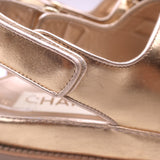 Chanel 22C Star-CC Metallic Leather Dad Sandals Rose Gold Size 37.5 C