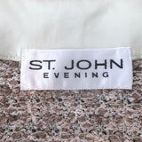 St. John Evening Beaded Metallic Tweed Zip-Front Jacket Taupe Size 8