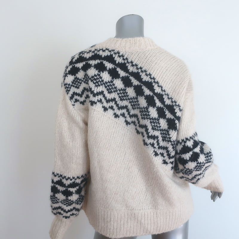 Authentic Derek Lam 10 Crosby fair isle cream and black alpaca-wool blend cardigan, pre-owned luxury