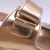 Chanel 22C Star-CC Metallic Leather Dad Sandals Rose Gold Size 37.5 C