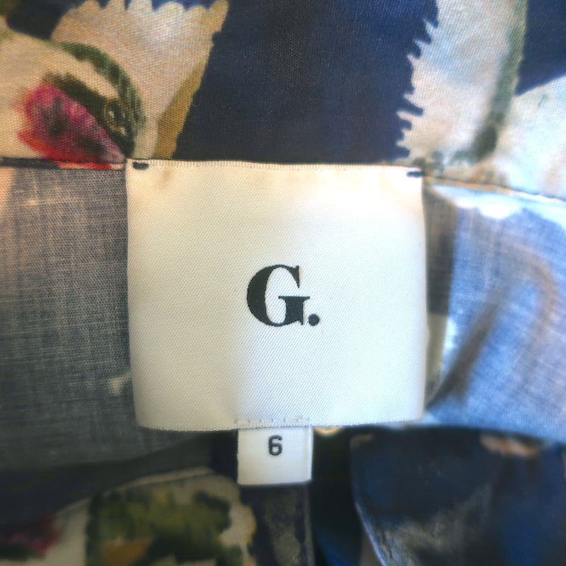 G. Label by goop Wilt Zip-Front Midi Dress Navy Hummingbird Print Cotton Size 6