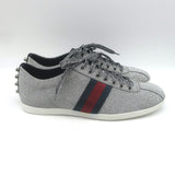 Gucci Bambi Web Studded Glitter Sneakers Silver Size 8 NEW