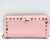 Christian Louboutin Panettone Spike Continental Wallet Rose Pink Grained Leather