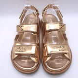 Chanel 22C Star-CC Metallic Leather Dad Sandals Rose Gold Size 37.5 C